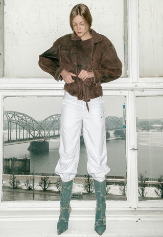 VINTAGE LEATHER BIKER CROP JACKET