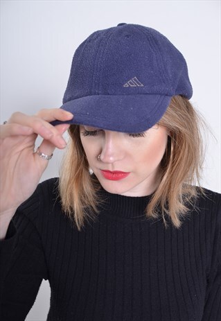 VINTAGE ADIDAS FLEECE BASEBALL CAP HAT BLUE
