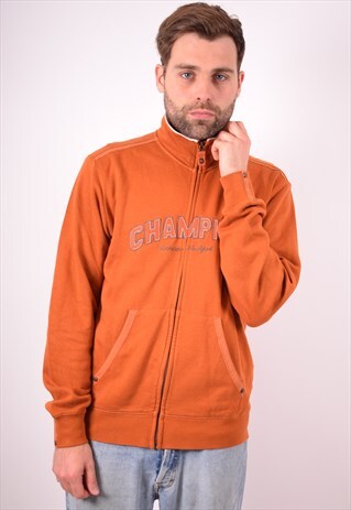 CHAMPION MENS VINTAGE TRACKSUIT TOP JACKET LARGE BROWN 90S