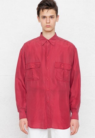 VINTAGE RED NOTORIUS LONG SLEEVE SILK SHIRT
