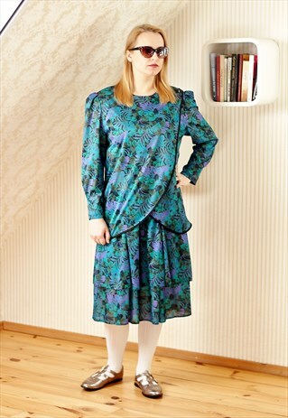 PURPLE AND GREEN VINTAGE DRESS