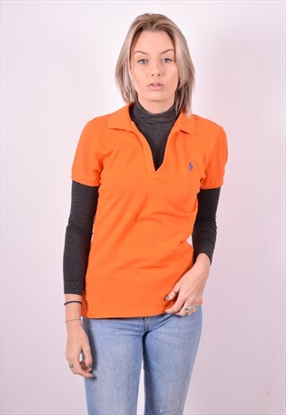 RALPH LAUREN WOMENS VINTAGE POLO SHIRT LARGE ORANGE 90S