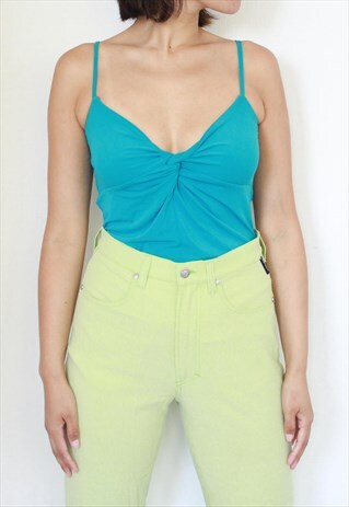 BLUE TEAL KAREN MILLEN SUMMER CAMI CROP TOP