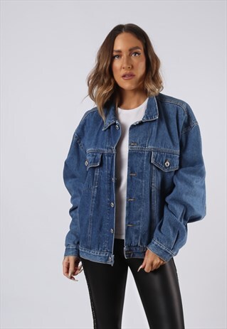 VINTAGE DENIM JACKET OVERSIZED FITTED UK 18 XXL (HC3T)