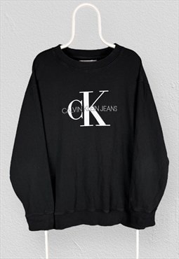 Calvin Klein Black Sweatshirt Embroidered Spell Out Mens 4XL