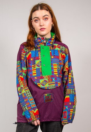 VINTAGE 90'S PURPLE FESTIVAL LIGHTWEIGHT CAGOULE JACKET