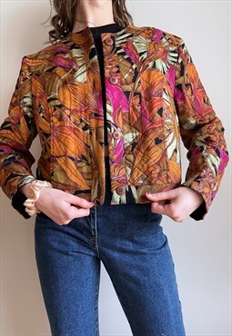 Floral short quilted jacket