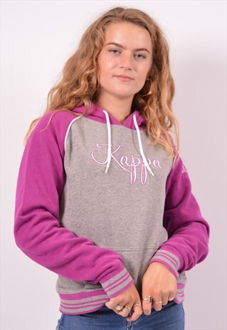 VINTAGE KAPPA HOODIE JUMPER GREY