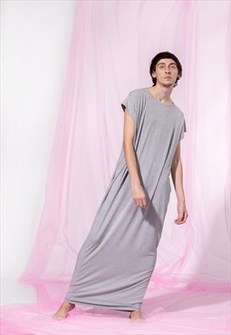 Men Robe In Grey, Caftan Unisex Dress, Maxi Dress for Men