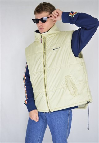 VINTAGE CREAM COLOUR RAVE OVERSIZE CARGO GILET