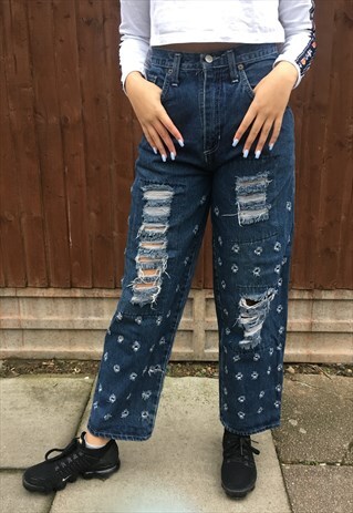 BLUE DENIM RE WORKED JEANS