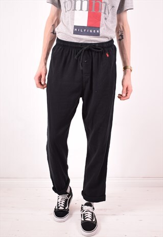 POLO RALPH LAUREN MENS VINTAGE TRACKSUIT TROUSERS SMALL BLAC
