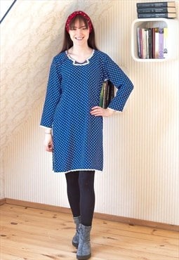 Bright blue white dots tunic dress