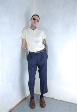 Vintage y2k light tie-dye party polo unisex shirt in cream 