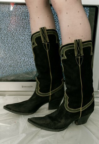 VINTAGE LEATHER SUEDE COWBOY BOOTS