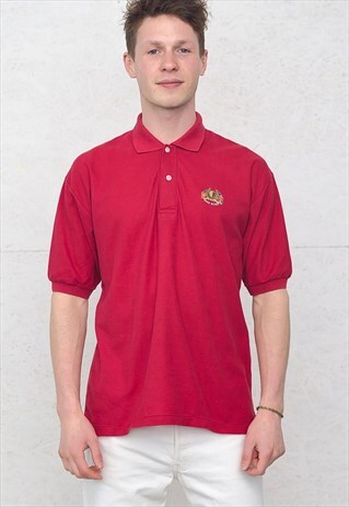 90S VINTAGE RED HUGO BOSS SHORT SLEEVE POLO SHIRT