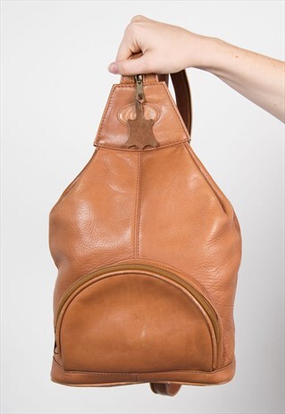 90'S TAN BROWN LEATHER RUCKSACK
