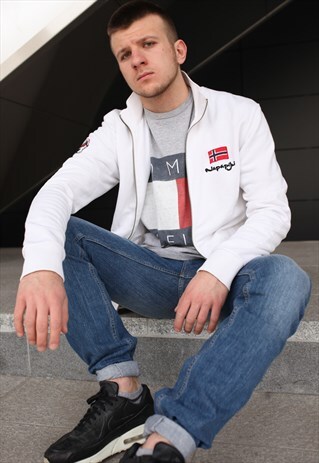 VINTAGE NAPAPIJIRI WHITE ZIP UP SWEATSHIRT