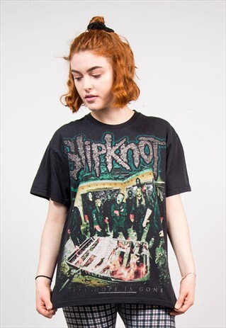 90'S VINTAGE SLIPNOT BLACK BAND ROCK T-SHIRT