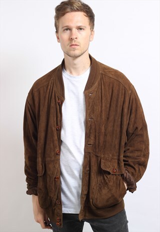 VINTAGE SUEDE OVERSIZED BOMBER JACKET