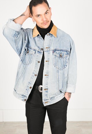 VINTAGE 80S LEVI'S CONTRAST COLLAR JACKET /AVELINASREWORKS/
