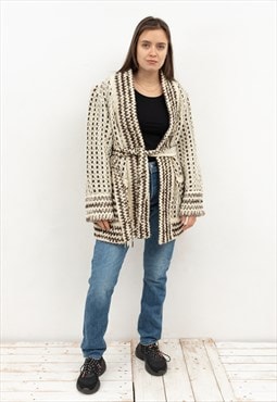 Wool Cardigan Sweater Deep V-Neck Jacket Jumper Knit Winter