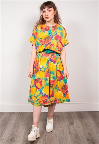 VINTAGE FRUIT PATTERN CULOTTES JUMPSUIT
