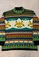 VINTAGE KNITTED JUMPER ABSTRACT FLOWER PATTERNED KNIT