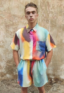 Tie-dye sports set abstract pattern shirt & shorts combo 