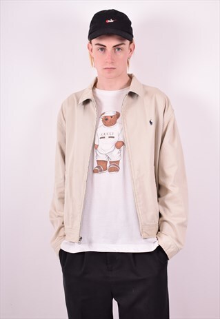 POLO RALPH LAUREN MENS VINTAGE HARRINGTON JACKET LARGE BEIGE