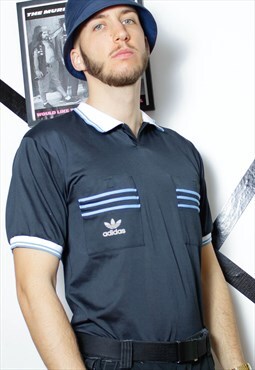 90s grunge y2k sports ADIDAS logo striped grey pique top