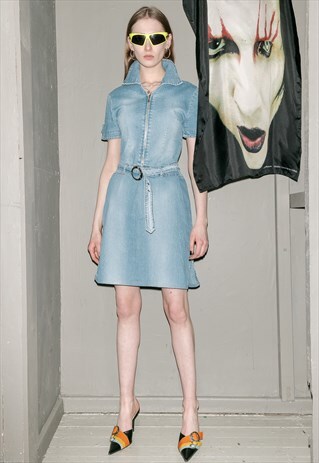 VINTAGE DENIM MINI DRESS / 2000S