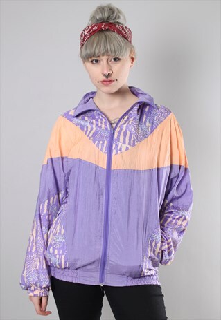 VINTAGE 80S PATTERNED SHELL BOMBER JACKET
