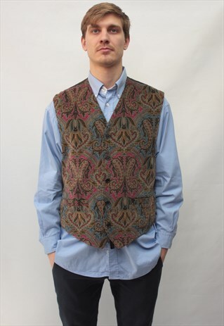 VINTAGE 90' AMAZING ELEGANT CLASSIC BROWN VEST