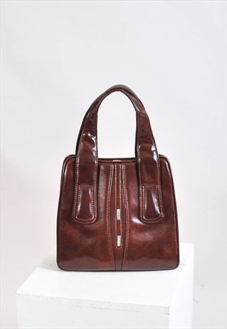 Vintage 80s  leather bag in brown 