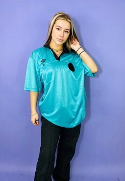 Vintage 90s Umbro Embroidered Referee Light Blue Polo Shirt