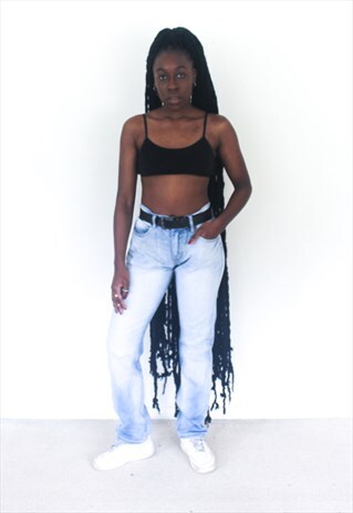 VINTAGE HIGH RISE STRAIGHT DENIM JEANS