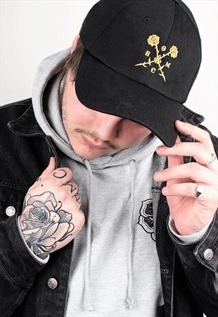 GOLDEN ROSE BLACK 6 PANEL DAD CAP