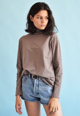 90'S RETRO MINIMALIST NEUTRAL TURTLENECK JUMPER TOP