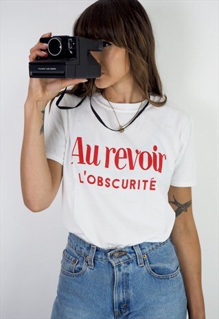 AU REVOIR L'OBSCURITE FRENCH SLOGAN OVERSIZED TEE