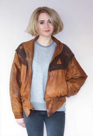 VINTAGE 80S PATCHWORK SUEDE & LEATHER BATWING JACKET