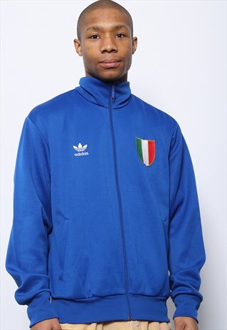 VINTAGE ADIDAS ITALIA LOGO TRACK JACKET BLUE