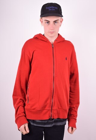 POLO RALPH LAUREN MENS VINTAGE HOODIE JACKET XL RED 90'S
