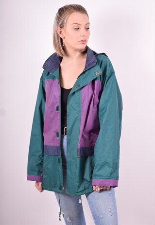 CHAMPION WOMENS VINTAGE RAIN JACKET LARGE MULTI 90'S