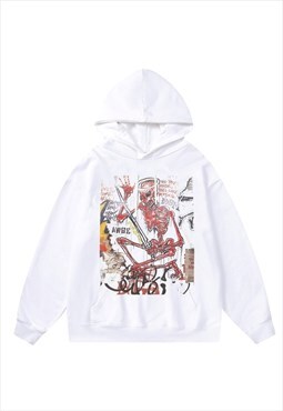 Skeleton hoodie graffiti pullover premium grunge jumper 
