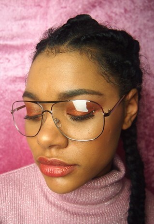 SILVER VINTAGE SPORTS FRAME CLEAR LENS GLASSES