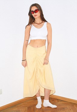 Vintage 00s midi skirt in yellow