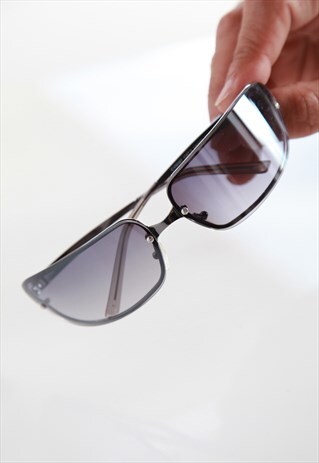 VINTAGE CHROME FRAME, GRAY LENSES.