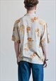 VINTAGE 90S ARTSY FLORAL PULLOVER HALF BUTTON MEN SHIRT IN L