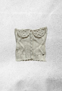 Miss Sixty Y2K White Knit Corset Bustier Top